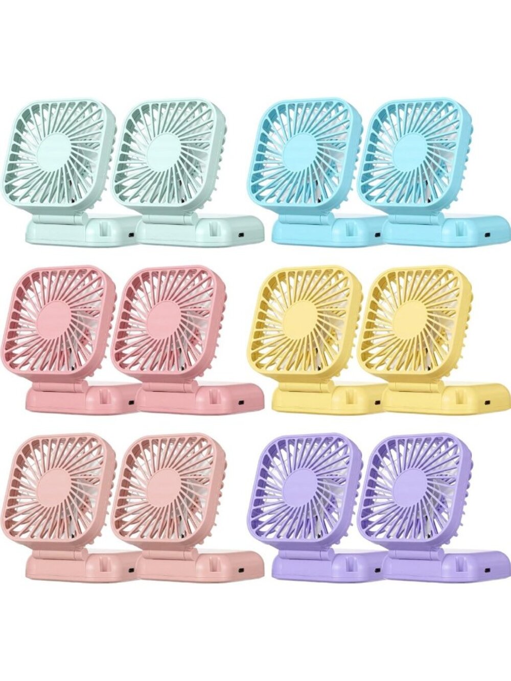 12 Pack Mini Handheld Fans - Portable USB Rechargeable, 3 Speed, Foldable, Cool